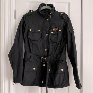 Barbour International Black Utility Waxed Jacket UK 10 US 6 EU 36